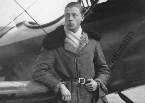 Aviation pioneer Count Wulf-Diether zu Castell-Rüdenhausen beside his aircraft